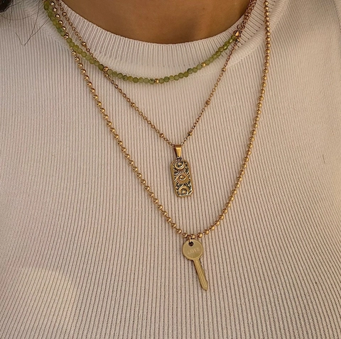Collana Con Pendente Malocchio Acciaio Inossidabile Placcato Oro 18K Piastra Rettangolare Sole Luna Stelle Gioielli Bohémien