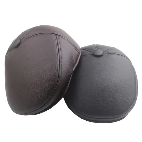 Gorra Plana De Cuero PU Para Hombre Con Orejeras Forro De Felpa Cálida Impermeable Resistente Al Viento Boina