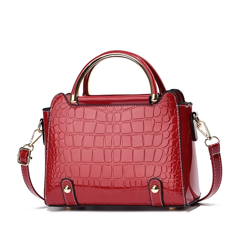 Bolso De Mano Para Mujer Patrón Cocodrilo Cuero Charol Bolso Cubo Gran Capacidad Hombro Bandolera Elegante Estilo Vintage