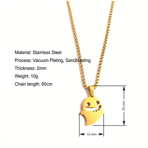 Simpatica Collana Con Ciondolo A Fantasma In Acciaio Inossidabile Spirito Sorridente Halloween Gioielli Per Feste Cartoon