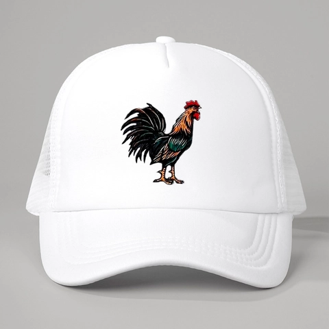 Cappello Trucker Con Stampa Gallo Rete Baseball Traspirante Protezione Solare Outdoor Casual Uomo Donna