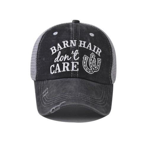 Dames Paardenstaart Honkbalpet Distressed Gewassen Katoen Mesh Trucker Hat Criss Cross Hoge Knot Borduurwerk Verstelbaar