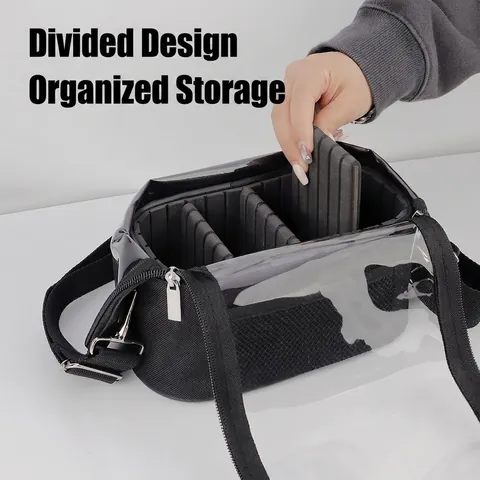 Große Kapazität Professionelle Visagistentasche Oxford PVC Transparentes Fenster Wasserdichter Tragbarer Kosmetik Organizer