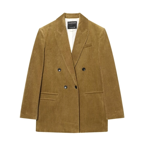 Blazer De Pana Para Mujer Cruzado Retro Manga Larga Color Sólido Casual Chaqueta Con Solapa Ropa De Abrigo De Oficina