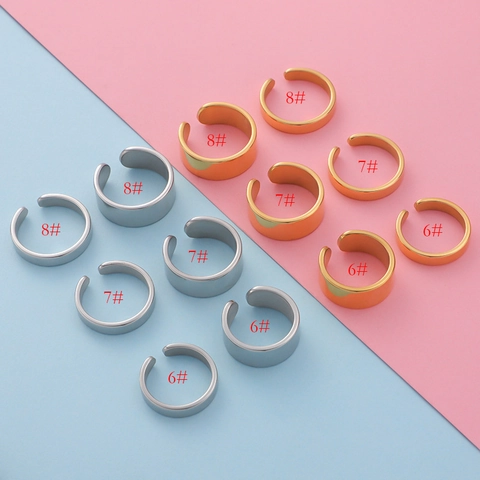 Anillo De Acero Inoxidable Pulido Minimalista Banda Ancha Abierta Ajustable Joyería Para Mujeres Hombres