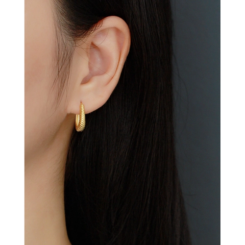 925 Sterling Zilveren Huggie Hoop Oorbellen Voor Dames Minimalistische Gedraaide Textuur Met Schroefdraad U-Vormige Sieraden