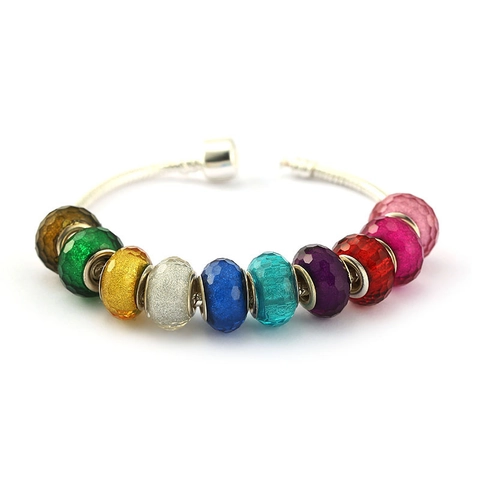 Facettierte Großlochoerlen Harz Kristall Stil DIY Schmuckherstellung Armband Anhänger Bunt Glitzer Europäische Mode