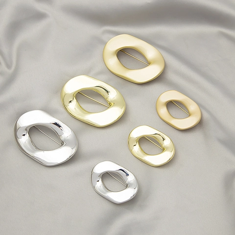 Broche Geométrico Irregular De Aleación Pulido Mate Ovalado Alfiler De Solapa Accesorios De Moda Para Trajes Vestidos Mujer
