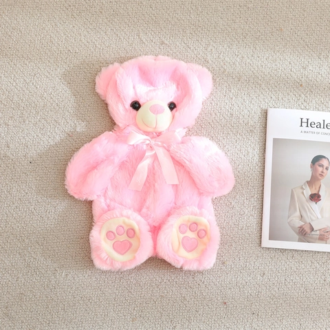 Teddy Bear Plush Toy Skin Soft Plush Animal Shell With Ribbon Bow Heart Paw Prints Zipper For Filling DIY Gift Cute