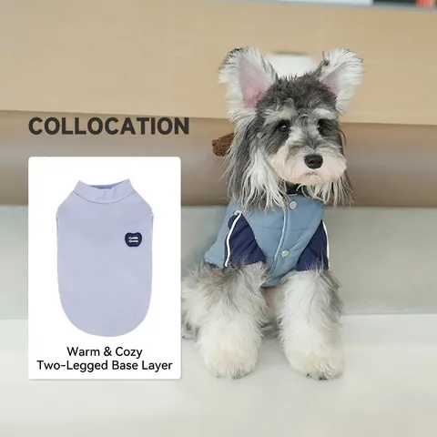 Dog Winter Vest Quilted Padded Pet Coat With Bear Ears Hood Lamb Wool Warm Thick Puppy Clothes Leash D-Ring Heart Patch