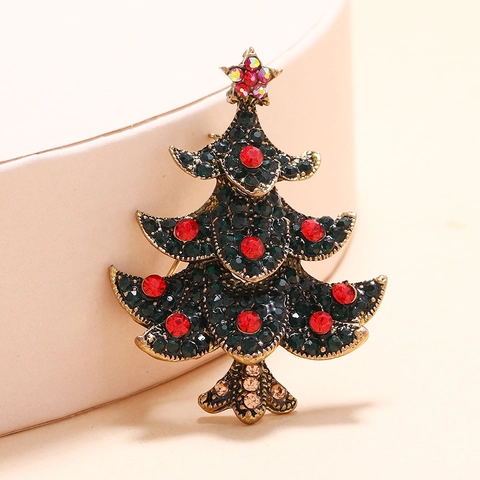 Spilla Albero Di Natale Retrò Lega Strass Accessori Per Feste Di Festa Vintage Regalo Donne Uomini
