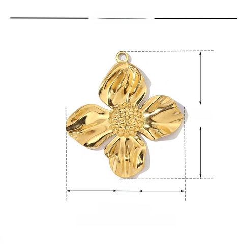 Stainless Steel Flower Clover Rose Leaf Geometric Pendants Charms For DIY Jewelry Making Gold Plated Vintage Accessories