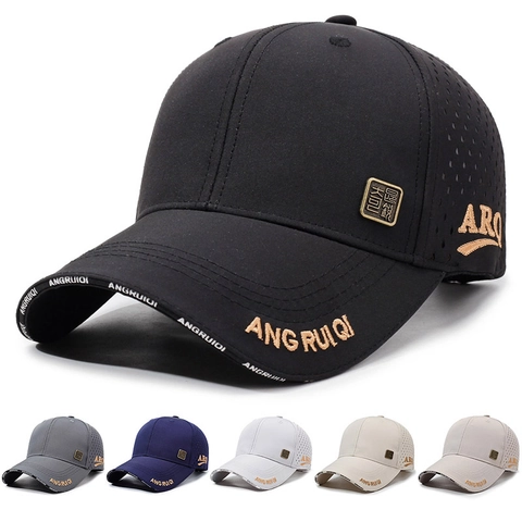 Breathable Polyester Mesh Baseball Cap Laser Cut Ventilation Letter Embroidery Outdoor Sports Leisure Sun Hat