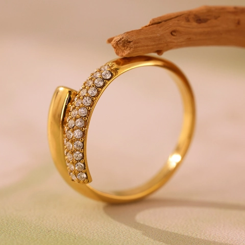 Bagues Géométriques En Acier Inoxydable Pour Femmes Plaqué Or 18K Zircon Émail Coloré Bijoux Bohémiens Accessoire