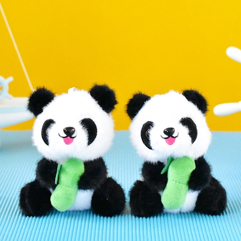 Lindo Llavero de Peluche de Panda Panda de Bambú Animal de Peluche Colgante de Bolsa Gancho de Metal Decoración Para Mochila Regalo