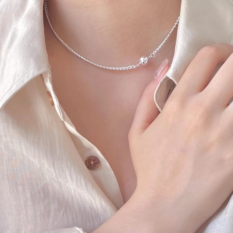 Collana In Argento Sterling 925 Ciondolo Perla Rotonda Choker Catena Sottile Gioielli Minimalisti Per Donne Stile Dolce