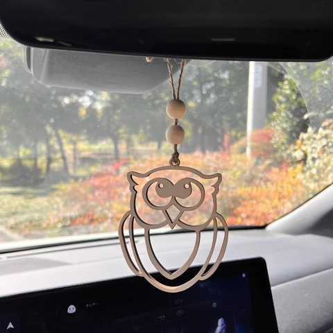 Wooden Animal Hanging Ornaments Hollow Laser Cut Boxwood Car Mirror Pendant Christmas Tree Decor Natural Wood Beads Hemp Rope