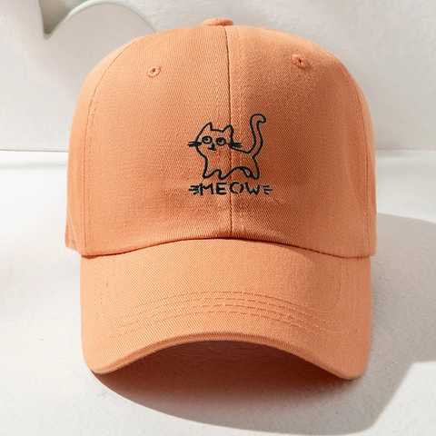 Cappello Da Baseball In Cotone Ricamato Gatto Meow Protezione Solare Cappello Con Visiera Regolabile Sport Casual Per Uomini Donne