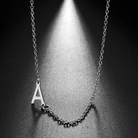 Minimalist Stainless Steel 26 Alphabet Initial Letter Pendant Necklace For Men Women Simple A-Z Name Fashion Jewelry Gift