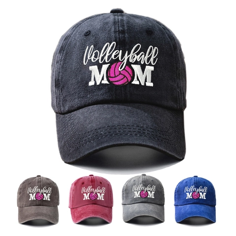 Casquette De Baseball Brodée Volleyball Mom Coton Lavé Vintage Ajustable Chapeau De Soleil Femmes Sport
