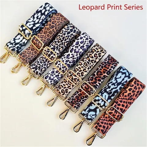 Adjustable Bag Strap Replacement Leopard Print Animal Pattern Shoulder Crossbody Canvas Webbing With Metal Buckle