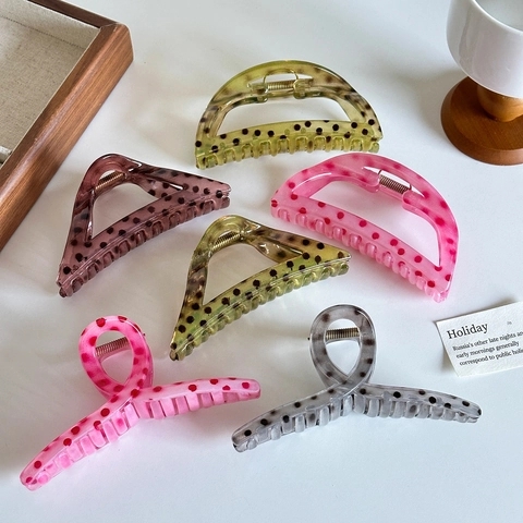 Grande Pinza Per Capelli Motivo A Pois Acetato Resina Geometrico Triangolo Semicerchio Accessori Capelli Donna