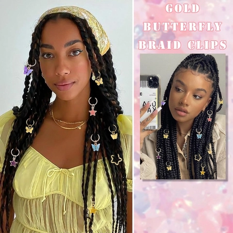 Kleurrijke Vlinder Ster Legering Haarsieraden Ringen Vlecht Clips Dreadlock Accessoires Mode Hoofddeksels Voor Vrouwen Meisjes