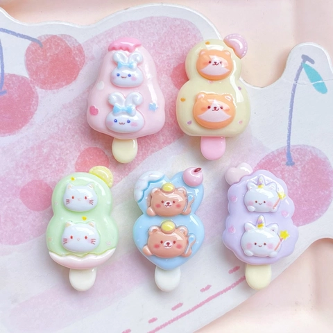 Simpatico Animale Gelato Resina Flatback Cabochons DIY Accessori Per Custodia Telefono Decorazione Clip Capelli