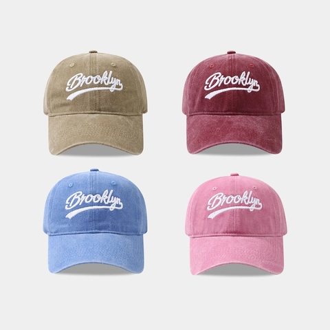 Casquette De Baseball En Coton Lavé Broderie Brooklyn Vintage Décontracté Chapeau De Soleil Ajustable Pour Hommes Femmes