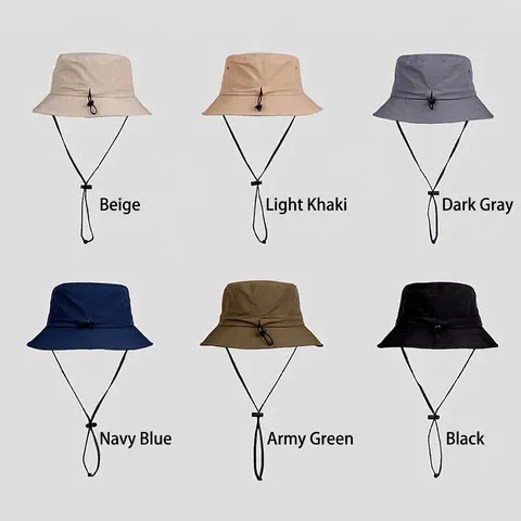 Sombrero De Pescador Para Exterior De Secado Rápido Transpirable Protección Solar Ala Ancha Cordón Ajustable Cortavientos Pesca