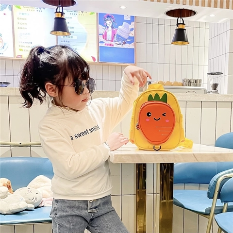 Kids Cartoon Backpack Cute Fruit Animal Toddler School Bag Canvas Anti-Lost For Boys Girls Preschool