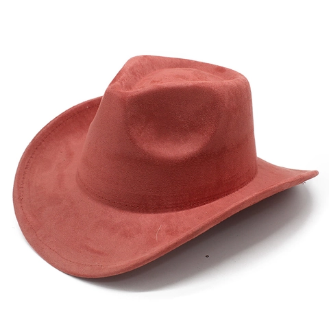 Vintage Western Cowboy Hat Suede Solid Color Wide Brim Stiff Top Jazz Fedora For Men Women Casual Outdoor