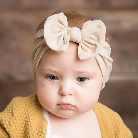 Soft Nylon Baby Bow Headband High Elastic Solid Color Infant Toddler Hair Band Hair Accessories For Kids Photography Gift