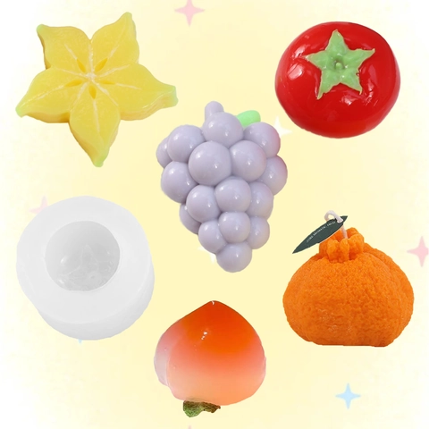 Fruit Shape Silicone Molds Simulation Strawberry Peach Mango For DIY Candle Soap Gypsum Resin Craft Baking Realistic Decor