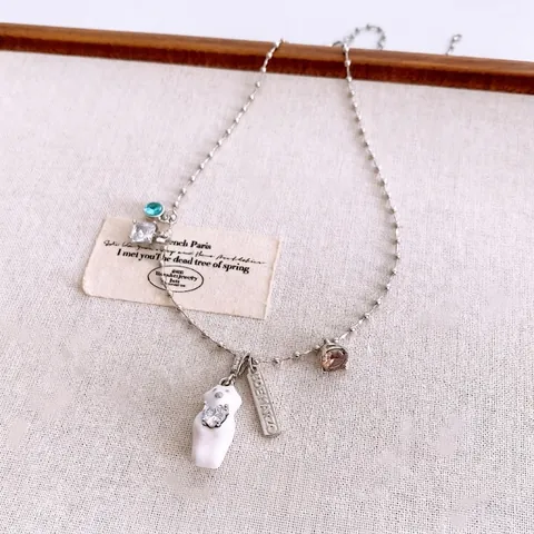 Zirkon Weißer Bär Anhänger Schmuck Halskette Armband Ohrringe Kupfer Material Bunte Herzform Edelsteine Temperament Frauen