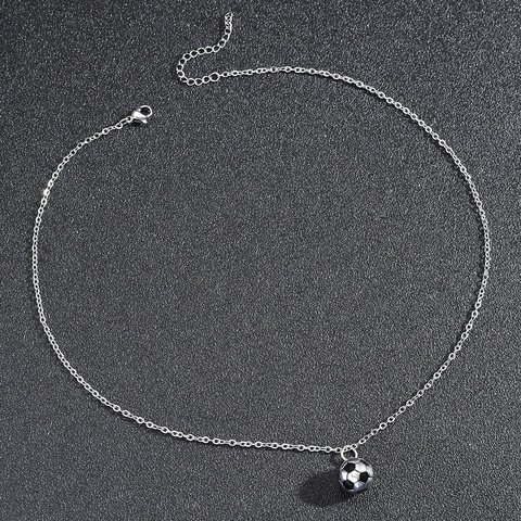 Football Pendant Necklace Stainless Steel Enamel 3D Sports Soccer Charm Jewelry For Men Boys Gift Accessories