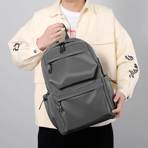 Mochila De Negocios Para Hombre De Poliéster Gran Capacidad Impermeable Con Puerto De Carga USB Viaje Escuela Casual