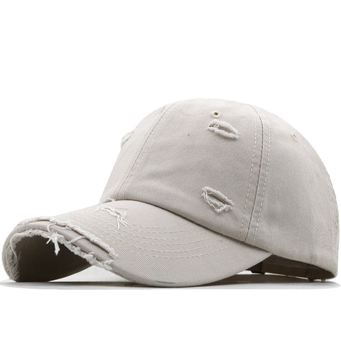 Cappello Da Baseball Vintage Distressed Buchi Strappati Cotone Tela Regolabile Protezione Solare Hip Hop Unisex