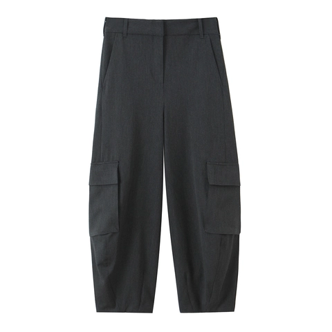 Pantalones Cargo Mujer Poliéster Cintura Alta Múltiples Bolsillos Casual Streetwear Hip Hop Pantalones Estrechos