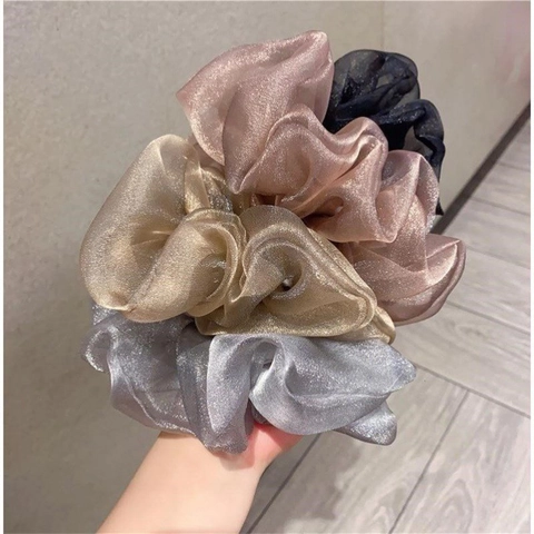 Coleteros Grandes De Organza Con Brillo De Perlas Artificiales Gomas Para El Pelo Estilo Coreano Retro Accesorios Para El Cabello Mujer