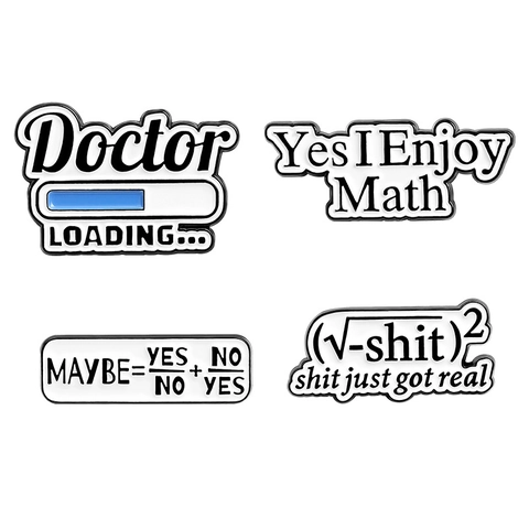 Pines de Esmalte de Química de Ciencia Creativa para Ropa Broche de Aleación Insignias Doctor Farmacéutico Patrón de Matemáticas Joyería Regalos Estudiantes