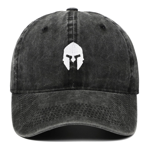 Washed Cotton Baseball Cap Spartan Knight Helmet Embroidery Vintage Distressed Adjustable Dad Hat For Men Women Retro Style