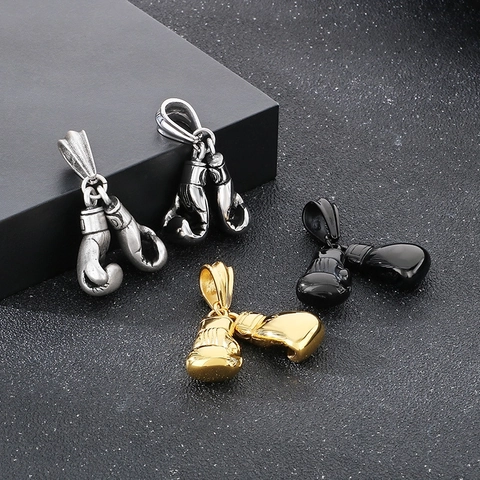 Collar Con Colgante De Guante De Boxeo Para Hombre Acero Inoxidable Punk Hip Hop Joyería Deportiva Regalo