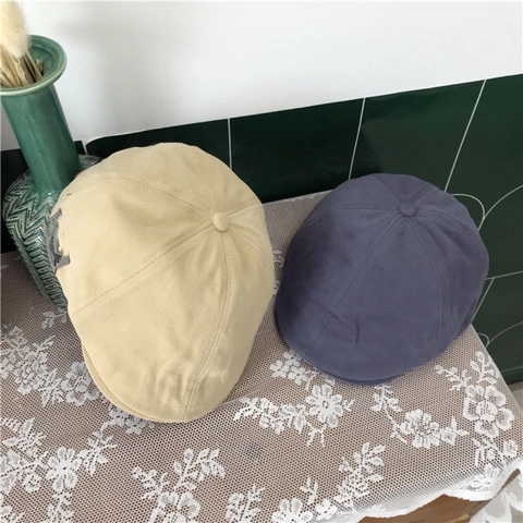 Vintage Baumwolle Baskenmütze Für Herren Damen Verstellbare Retro Mütze Britischer Stil Einfarbig Newsboy Maler Hut Accessoires