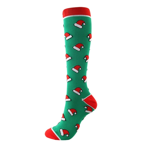 Calcetines De Compresión Navidad Nailon Largos Soporte De Presión Patrones Festivos Para Hombres Mujeres