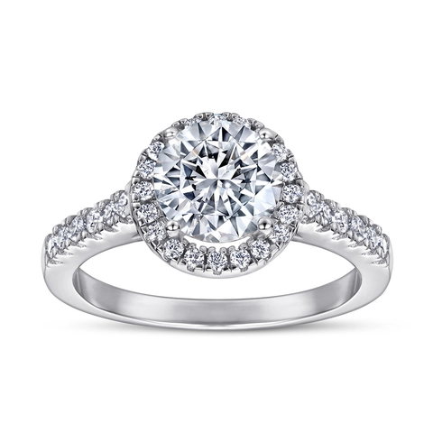 Anello Halo in Argento Sterling 925 con Zirconia per Donna Taglio Rotondo Pavé Matrimonio Fidanzamento Gioielli di Lusso Moda Anello