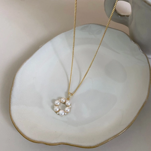 Baroque Collier Perles d'Eau Douce Français Luxe Ovale Nacre Chaîne Pull Or Cuivre Zirconia Pendentif Collier
