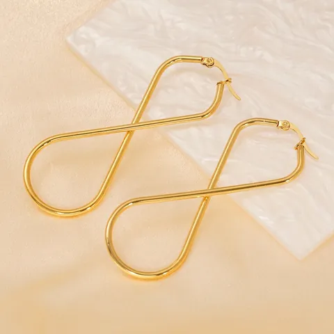 Orecchini A Cerchio Torsione Figura 8 Da Donna Acciaio Inossidabile Placcato Oro 18K Gioielli Di Moda Geometrici