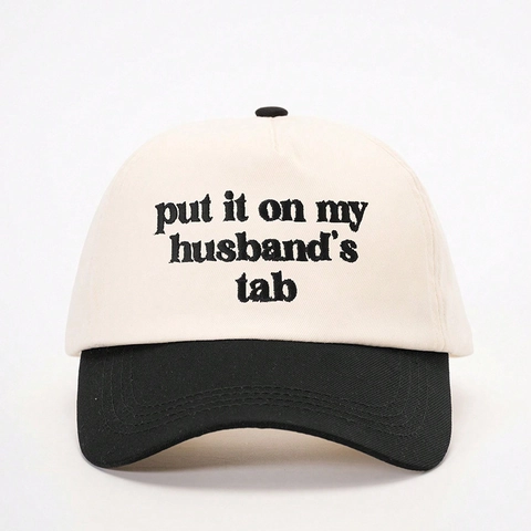 Casquette De Baseball Broderie Put It On My Husbands Tab Couleur Contrastée Réglable Polyester Extérieur Soleil