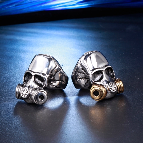 Bague Punk Gothique en Acier Inoxydable Crâne Masque à Gaz pour Homme Vintage Steampunk Biker Bague Bijoux Rétro Industriel